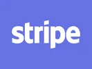 A blue background with the word stripe in white.